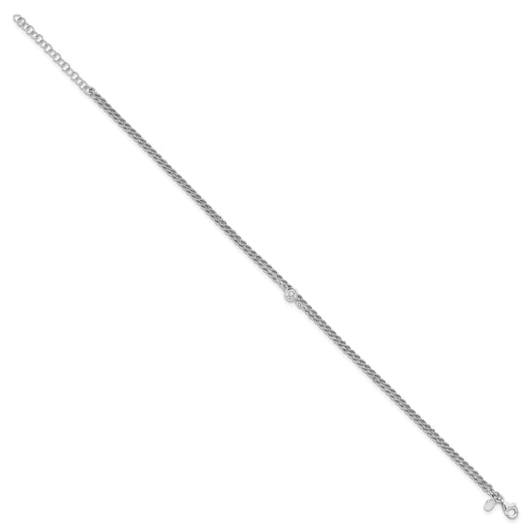 9-Inch Polished Sterling Silver CZ 2-Strand Bracelet - RH-Plated