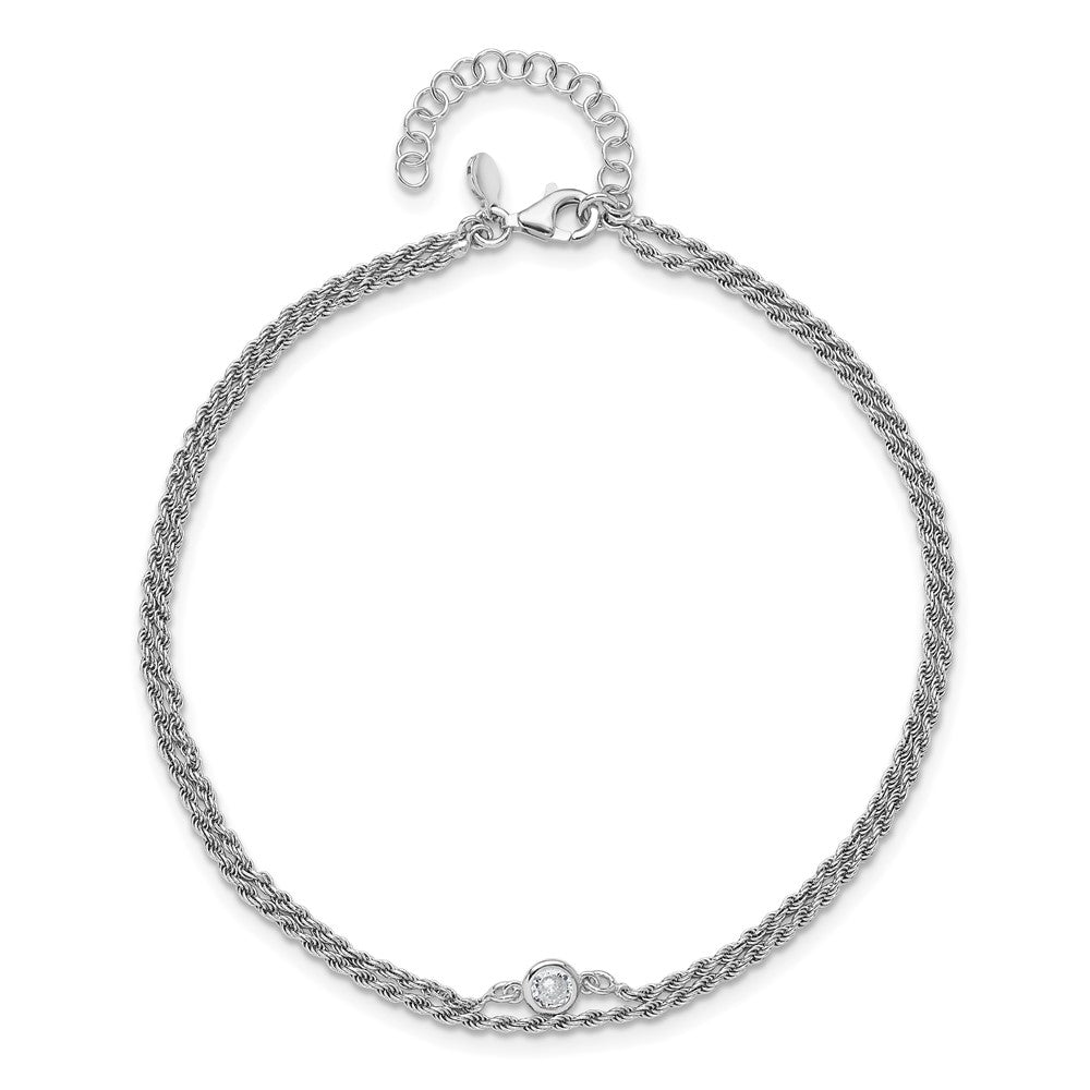 Shop Stylish 9-Inch Polished Sterling Silver CZ 2-Strand Bracelet - RH-Plated