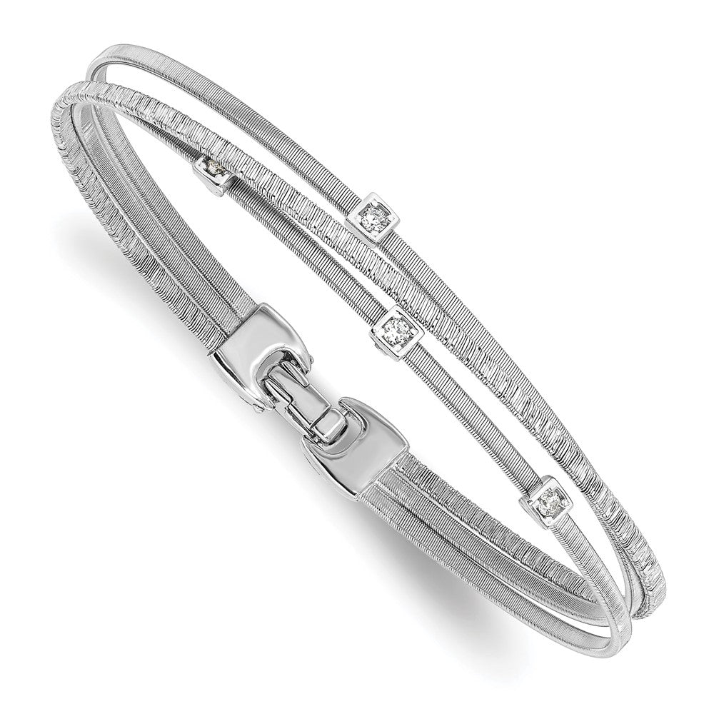 Shop Exclusive Rhodium-Plated Sterling Silver Bracelet with Stylish CZ Accents