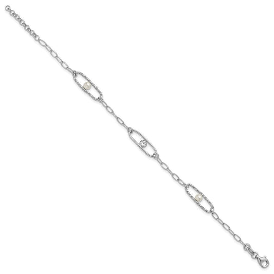 Shop Stylish Sterling Silver Rhodium-Plated Bracelet with CZ, 1-Inch Extension