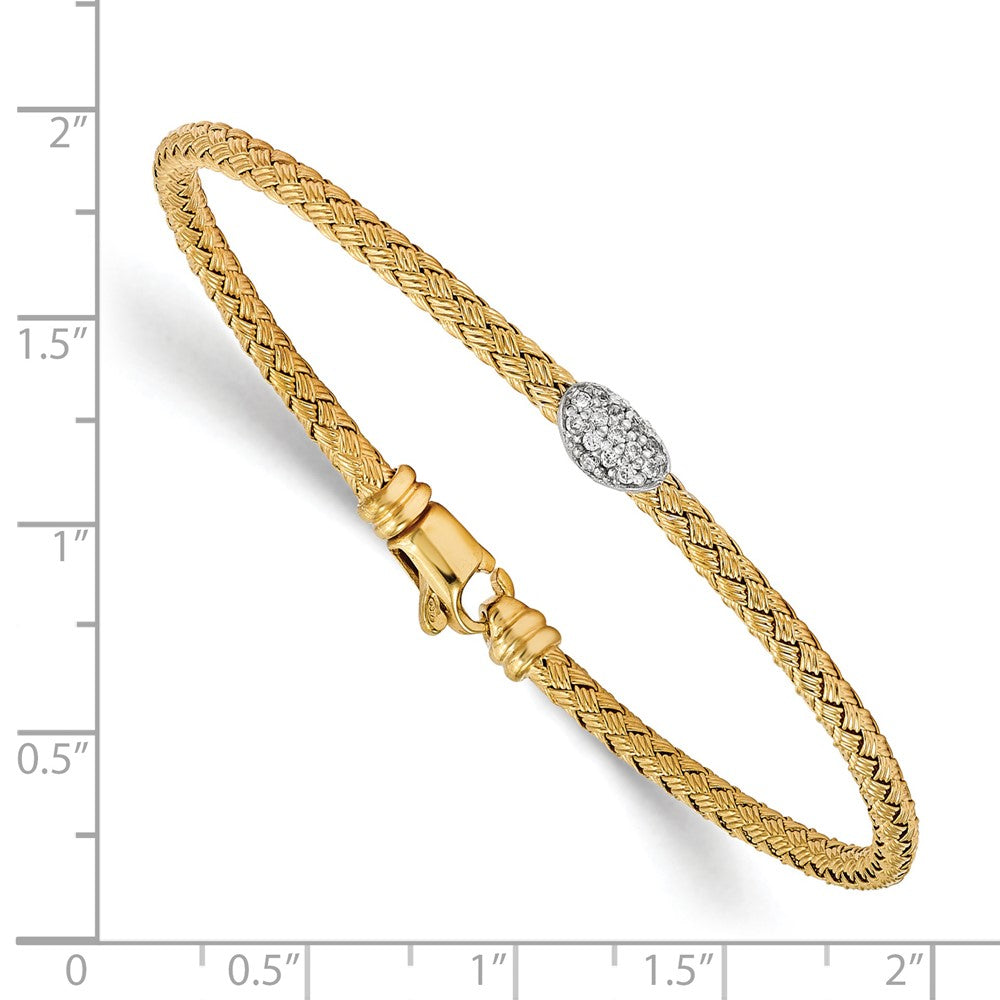 Order Luxury Gold-Tone Sterling Silver Woven Bracelet with CZ Accents