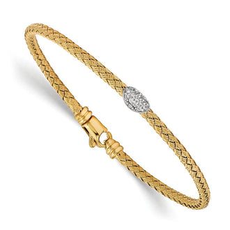 Order Luxury Gold-Tone Sterling Silver Woven Bracelet with CZ Accents