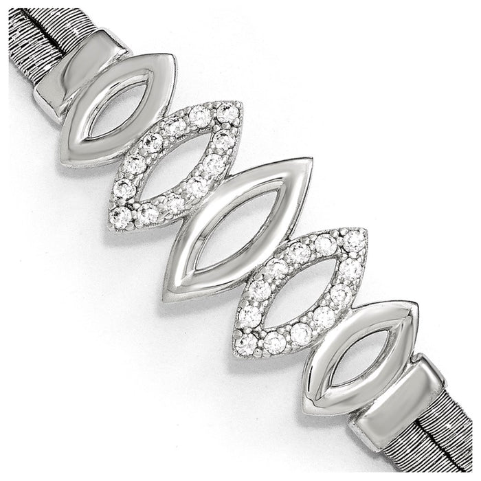 High-Quality Polished Sterling Silver Bracelet with CZ Accents & 1.5" Extension-1