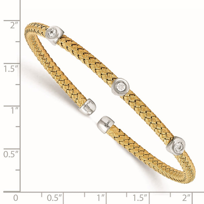 Shop Stylish Rhodium-Plated Sterling Silver CZ Woven Cuff Bracelet - Affordable Luxury-2