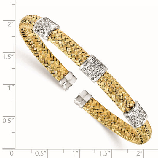 Buy Stylish Rhodium-Plated Sterling Silver Gold-Plated CZ Cuff Bracelet, 7"