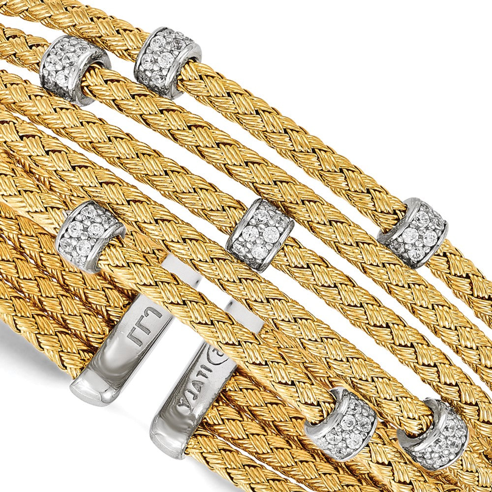 Shop Exclusive Rhodium-Plated Sterling Silver CZ Woven Cuff Bracelet - Stylish & Affordable