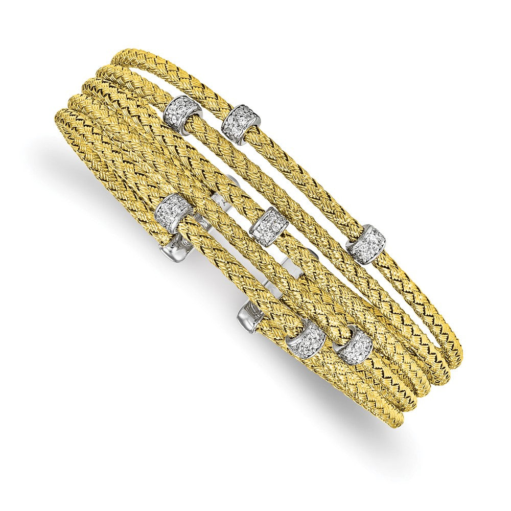 Shop Exclusive Rhodium-Plated Sterling Silver CZ Woven Cuff Bracelet - Stylish & Affordable