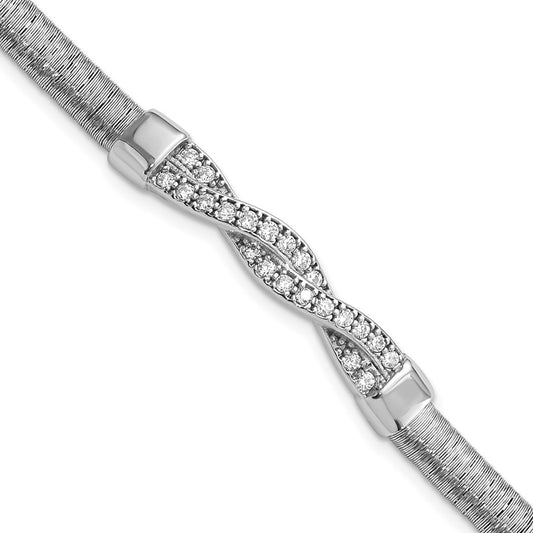 High-Quality Polished Sterling Silver CZ Twist Bracelet, 1.5-Inch Extension - Stylish Value!