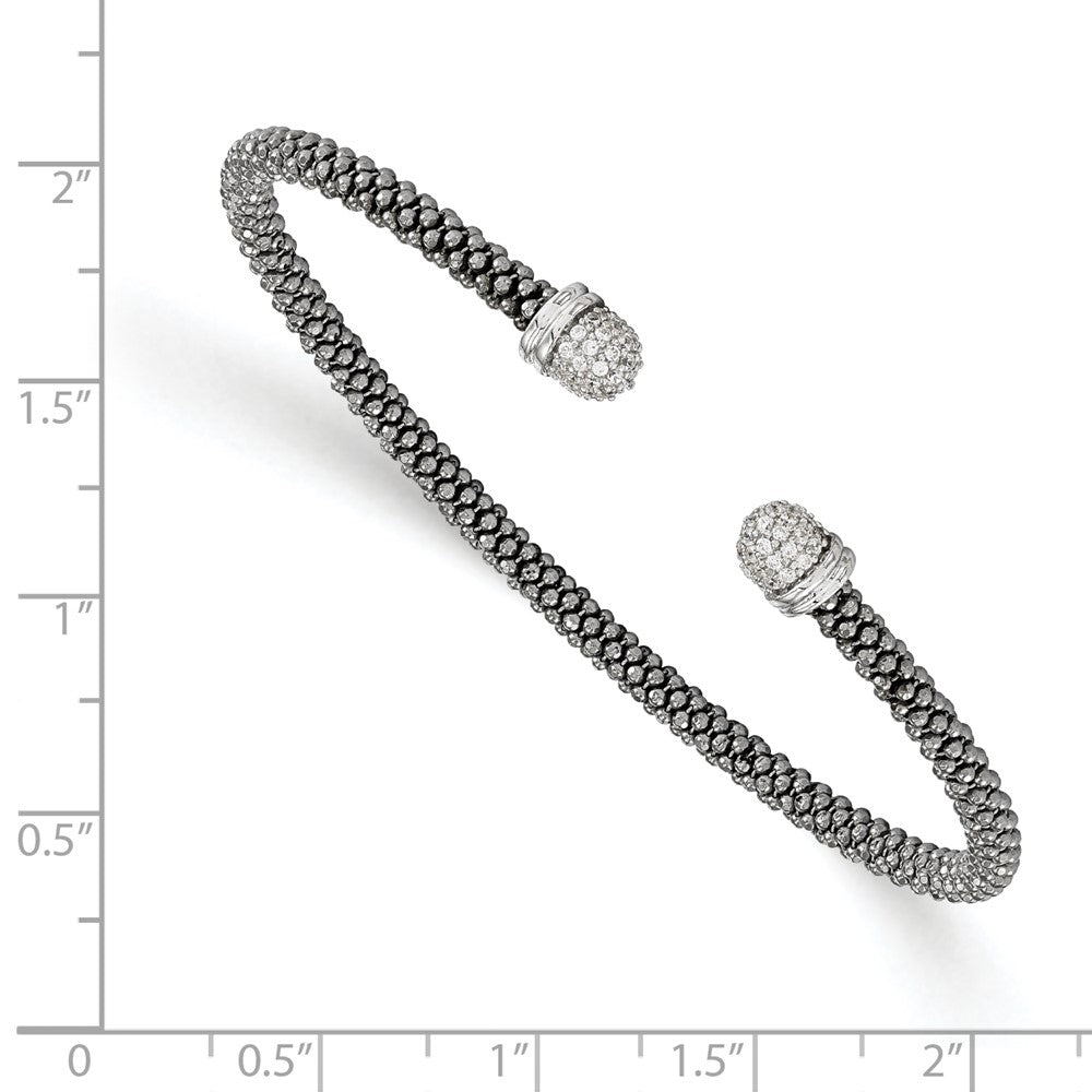 Exclusive Ruthenium-Plated Sterling Silver CZ Cuff Bangle - Stylish & Affordable