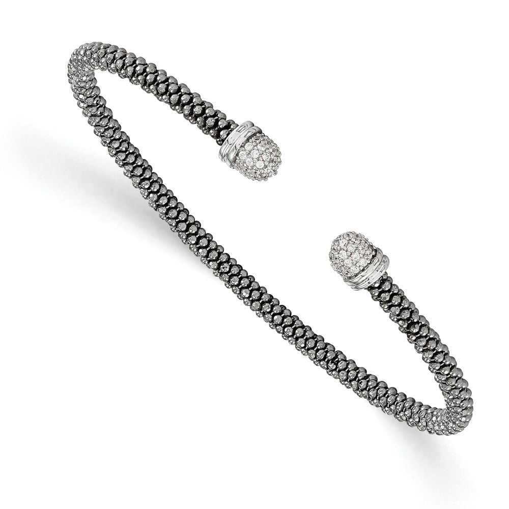Exclusive Ruthenium-Plated Sterling Silver CZ Cuff Bangle - Stylish & Affordable
