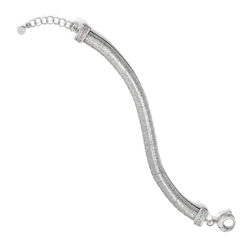 Shop Stylish Rhodium-Plated Sterling Silver Bracelet with CZ Accents, 1-Inch Extension