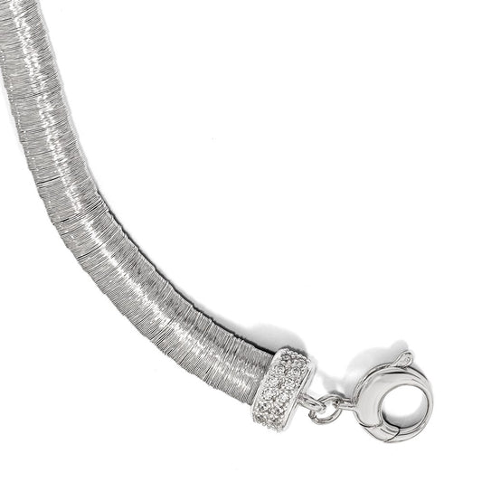 Shop Stylish Rhodium-Plated Sterling Silver Bracelet with CZ Accents, 1-Inch Extension