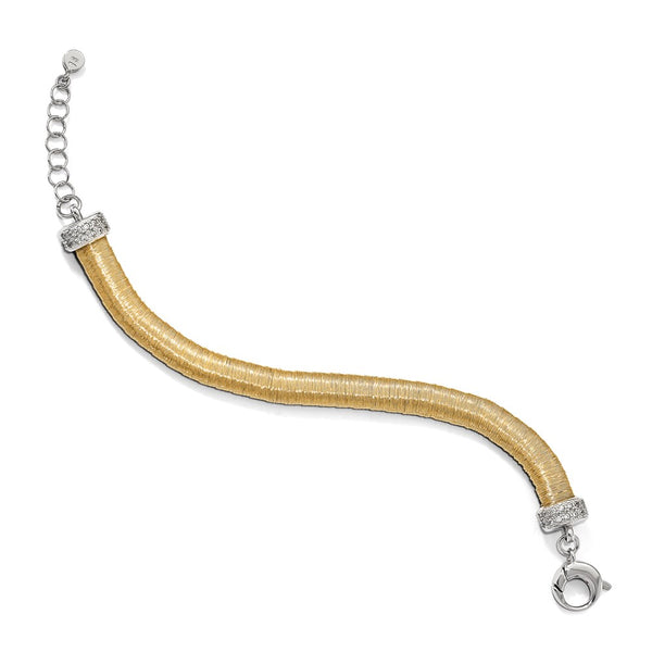 Sterling Silver Gold-Tone CZ Bracelet with 1-Inch Extension