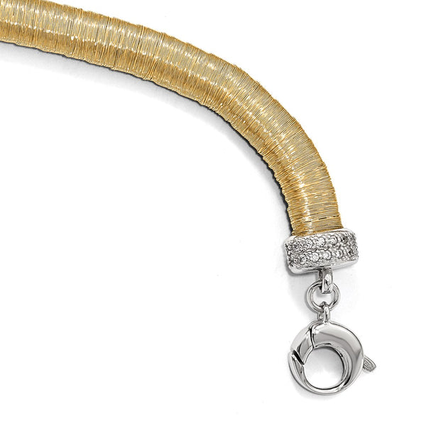 Sterling Silver Gold-Tone CZ Bracelet with 1-Inch Extension