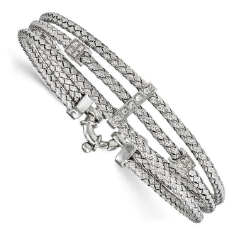 Buy Exclusive Polished Woven Bracelet in Sterling Silver with CZ Accents