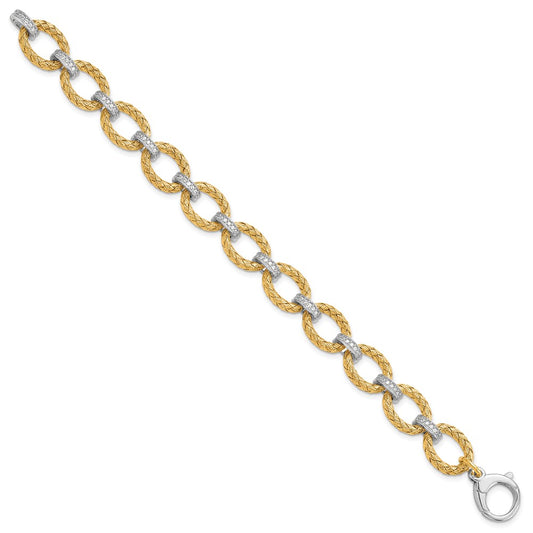 High-Quality Rhodium-Plated Sterling Silver CZ Woven Link Bracelet - Stylish Value