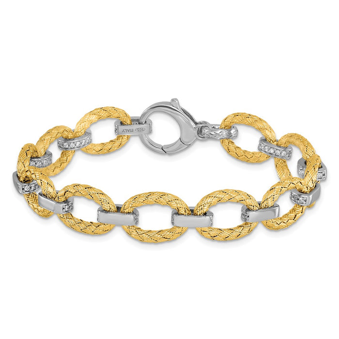 High-Quality Rhodium-Plated Sterling Silver CZ Woven Link Bracelet - Stylish Value-3
