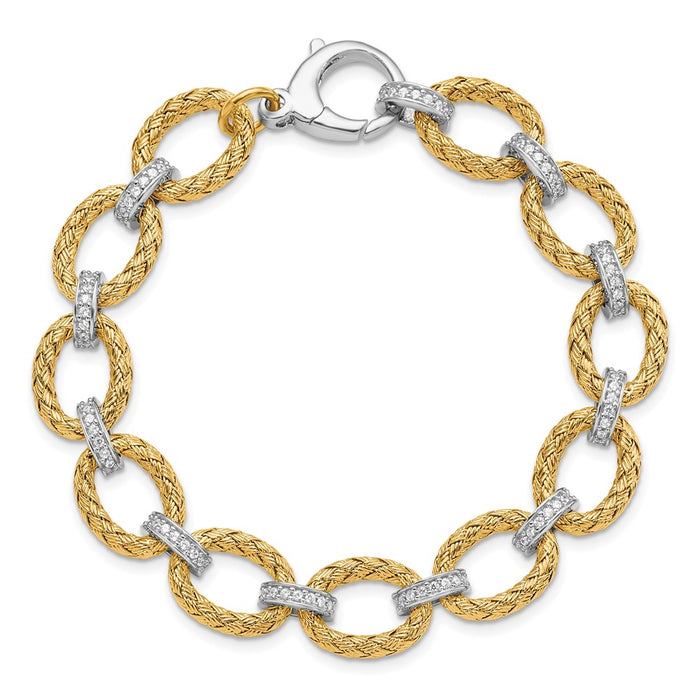 High-Quality Rhodium-Plated Sterling Silver CZ Woven Link Bracelet - Stylish Value-5