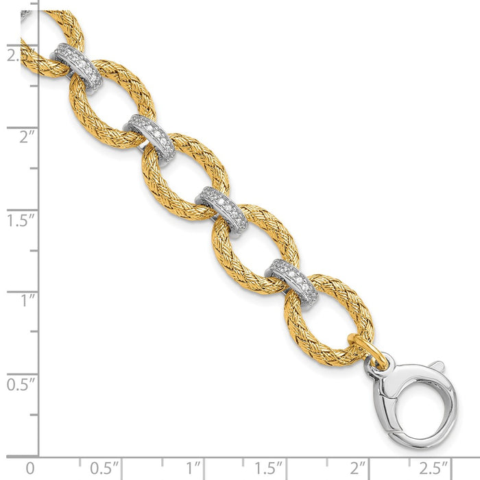 High-Quality Rhodium-Plated Sterling Silver CZ Woven Link Bracelet - Stylish Value-4