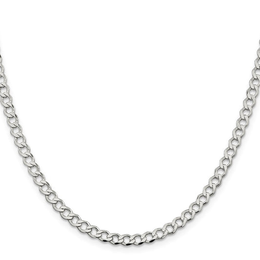 Buy Stylish 4.5mm Sterling Silver Semi-Solid Flat Curb Link Chain - Affordable Price!