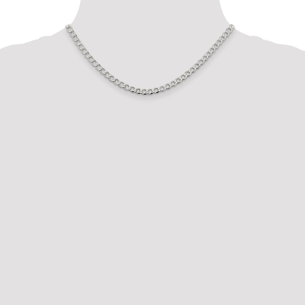 High-Quality Sterling Silver 4.5mm Semi-Solid Curb Link Chain - Stylish Value