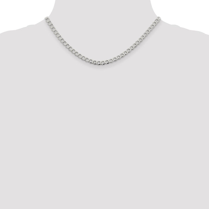 High-Quality Sterling Silver 4.5mm Semi-Solid Curb Link Chain - Stylish Value-4