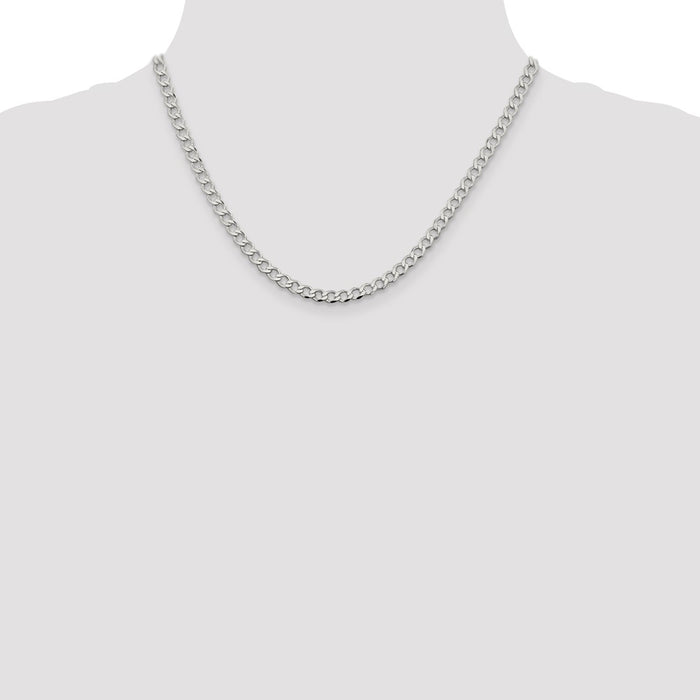 High-Quality 4.5mm Sterling Silver Semi-Solid Curb Link Chain - Stylish Value!-4