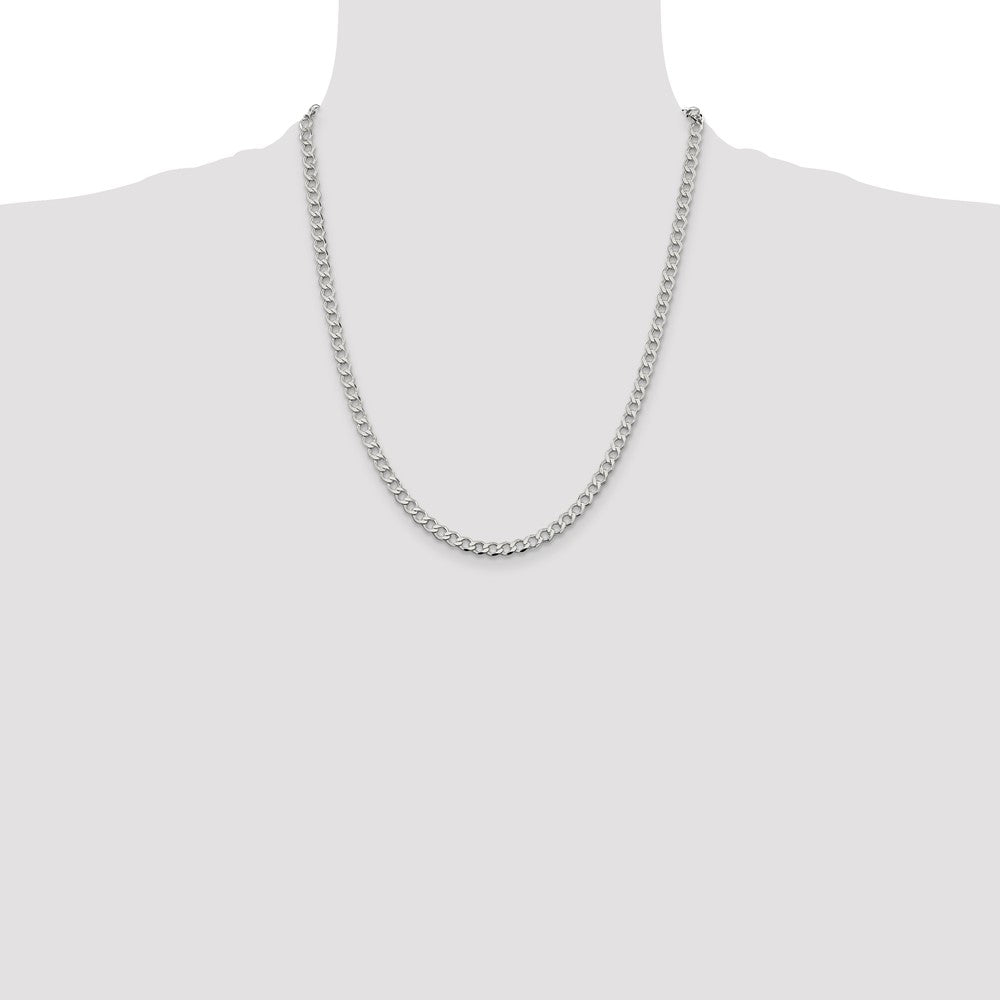 Buy Stylish 4.5mm Semi-Solid Sterling Silver Curb Necklace Chain - Affordable Value