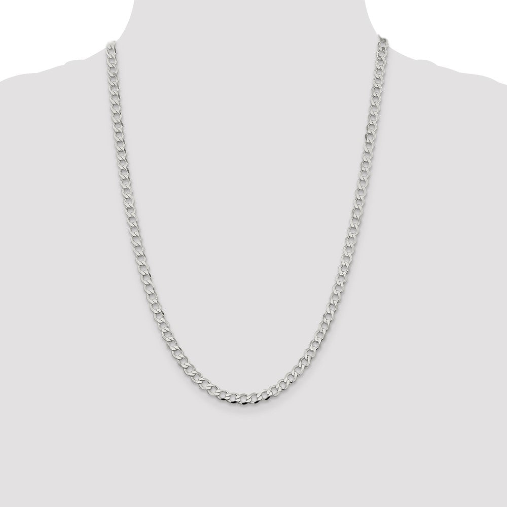 Buy Stylish 5.3mm Semi-Solid Flat Curb Chain in Sterling Silver - Affordable Luxury