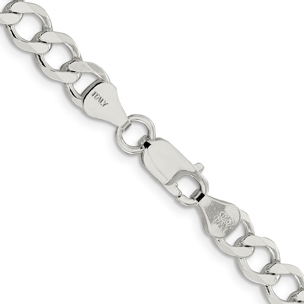 High-Quality 6.7mm Sterling Silver Semi-Solid Flat Curb Link Chain - Value Buy