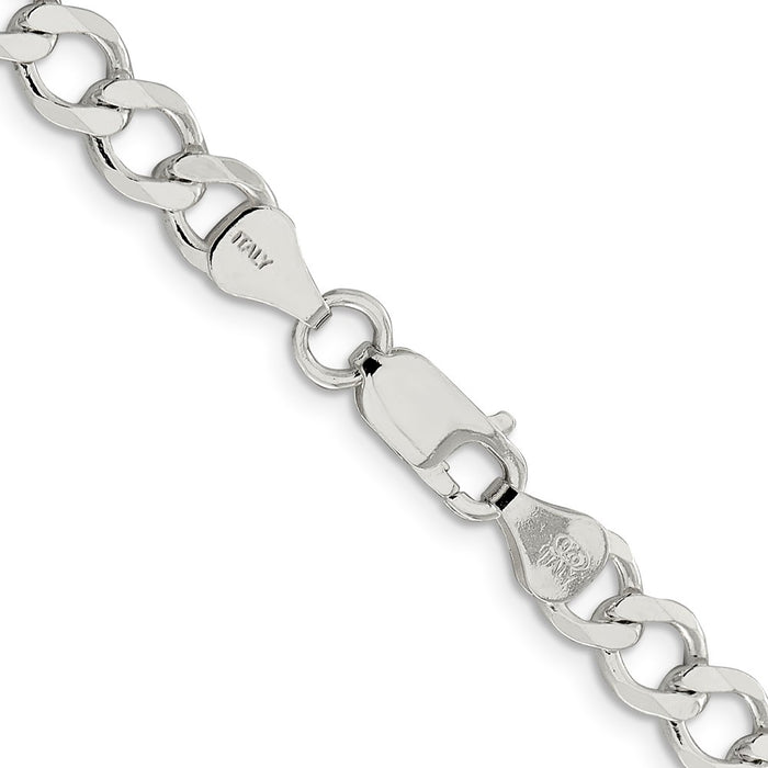 High-Quality 6.7mm Sterling Silver Semi-Solid Flat Curb Link Chain - Value Buy-3