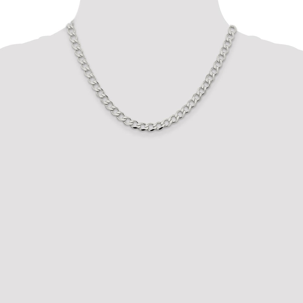 High-Quality 6.7mm Sterling Silver Semi-Solid Flat Curb Link Chain - Value Buy