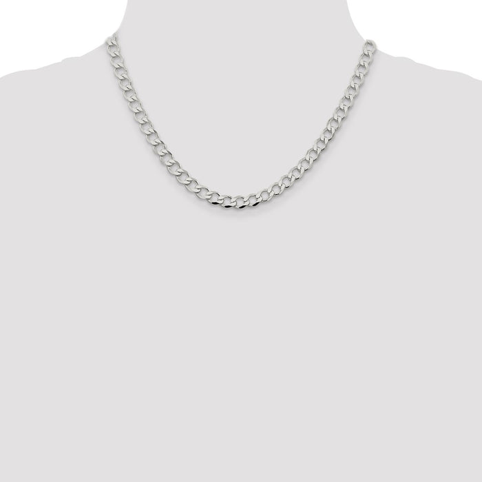 High-Quality 6.7mm Sterling Silver Semi-Solid Flat Curb Link Chain - Value Buy-4