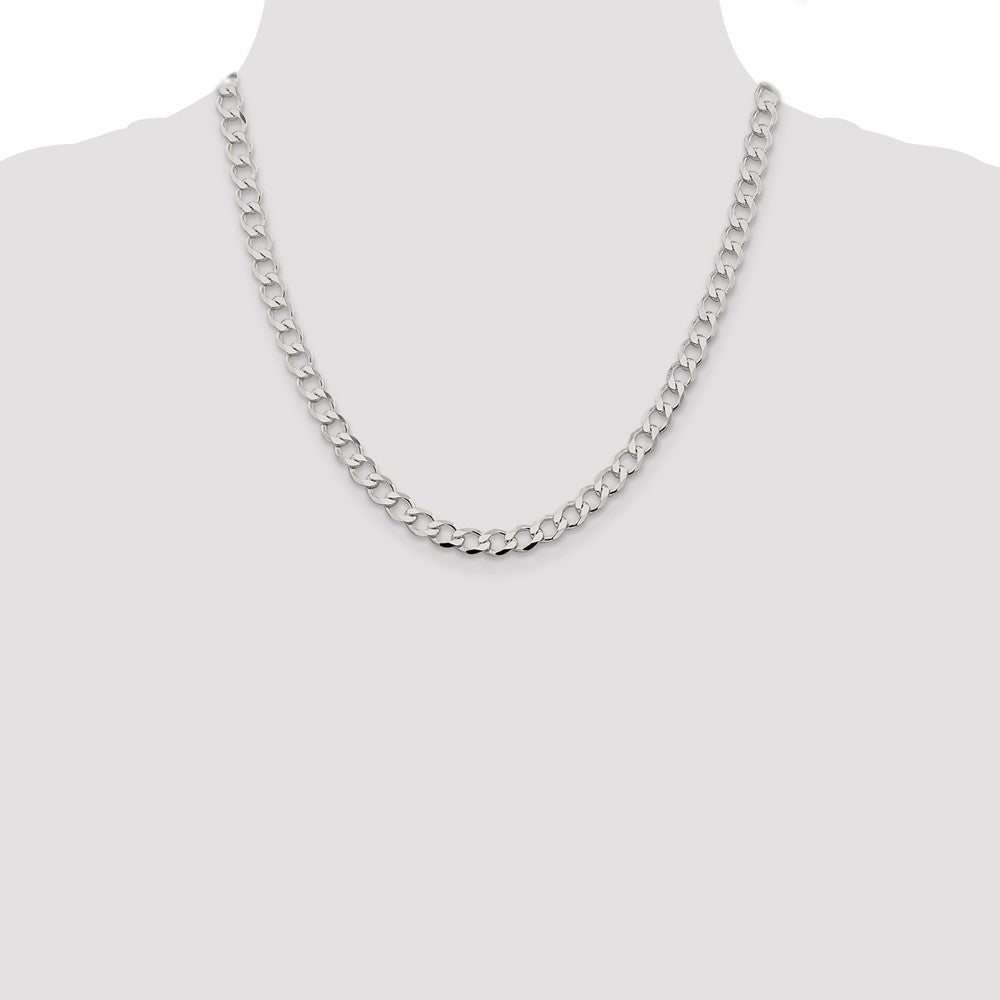Buy Stylish 6.7mm Semi-Solid Sterling Silver Curb Link Chain - Luxury Value