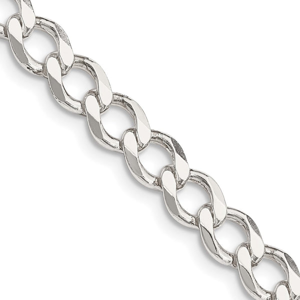6.7mm Sterling Silver Semi-Solid Flat Curb Link Chain
