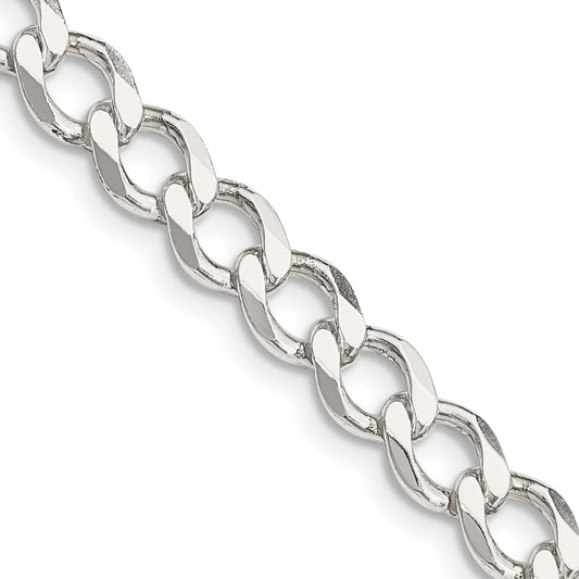 High-Quality 6.7mm Sterling Silver Semi-Solid Flat Curb Link Chain - Value Buy