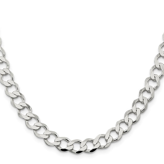 Buy Luxury 8.1mm Sterling Silver Semi-Solid Flat Curb Link Chain