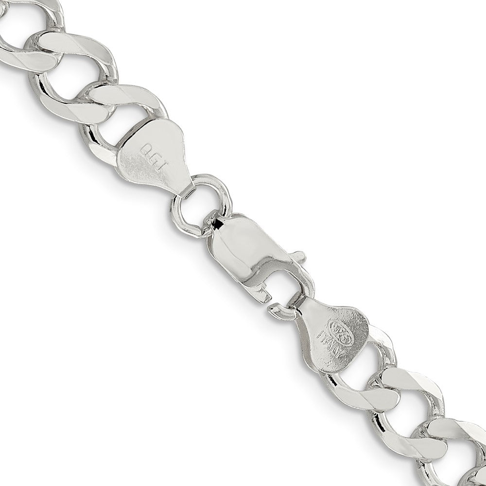 Buy Luxury 8.1mm Sterling Silver Semi-Solid Flat Curb Link Chain