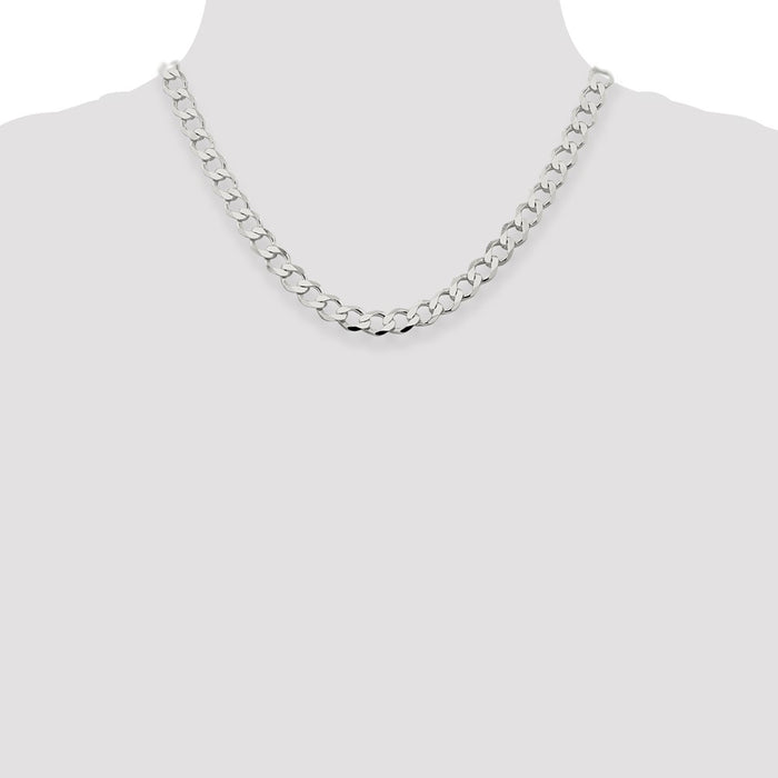 Buy Stylish Sterling Silver 8.1mm Semi-Solid Flat Curb Link Chain - Affordable Elegance-4