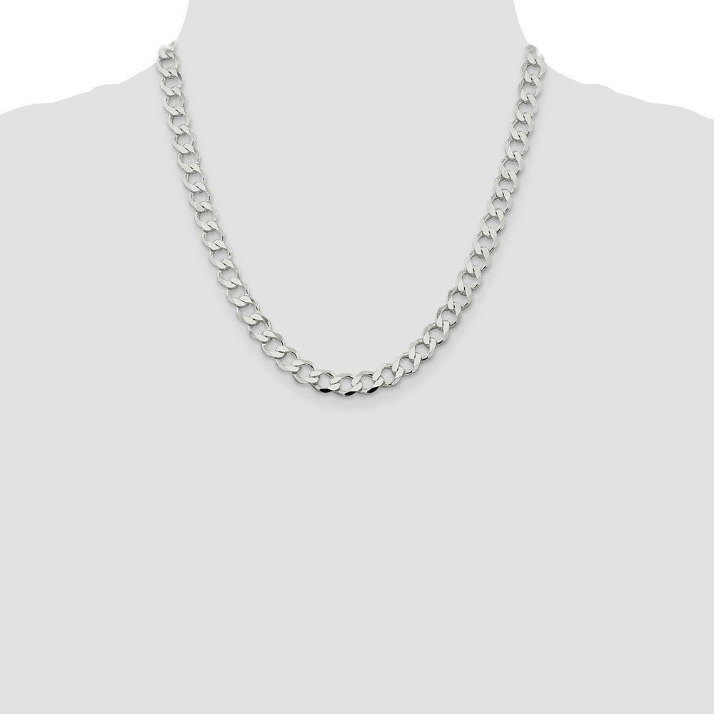 High-Quality Sterling Silver 8.1mm Semi-Solid Curb Link Chain - Stylish Value