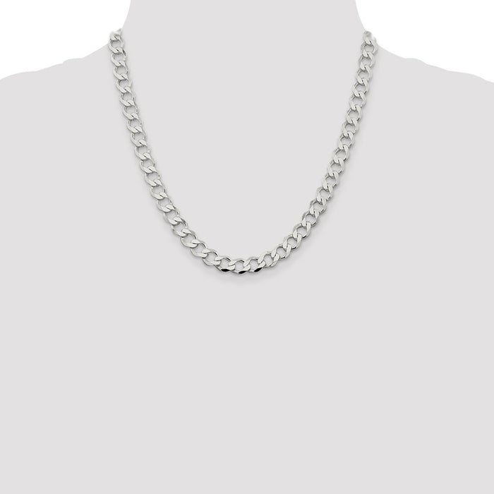 High-Quality Sterling Silver 8.1mm Semi-Solid Curb Link Chain - Stylish Value-4