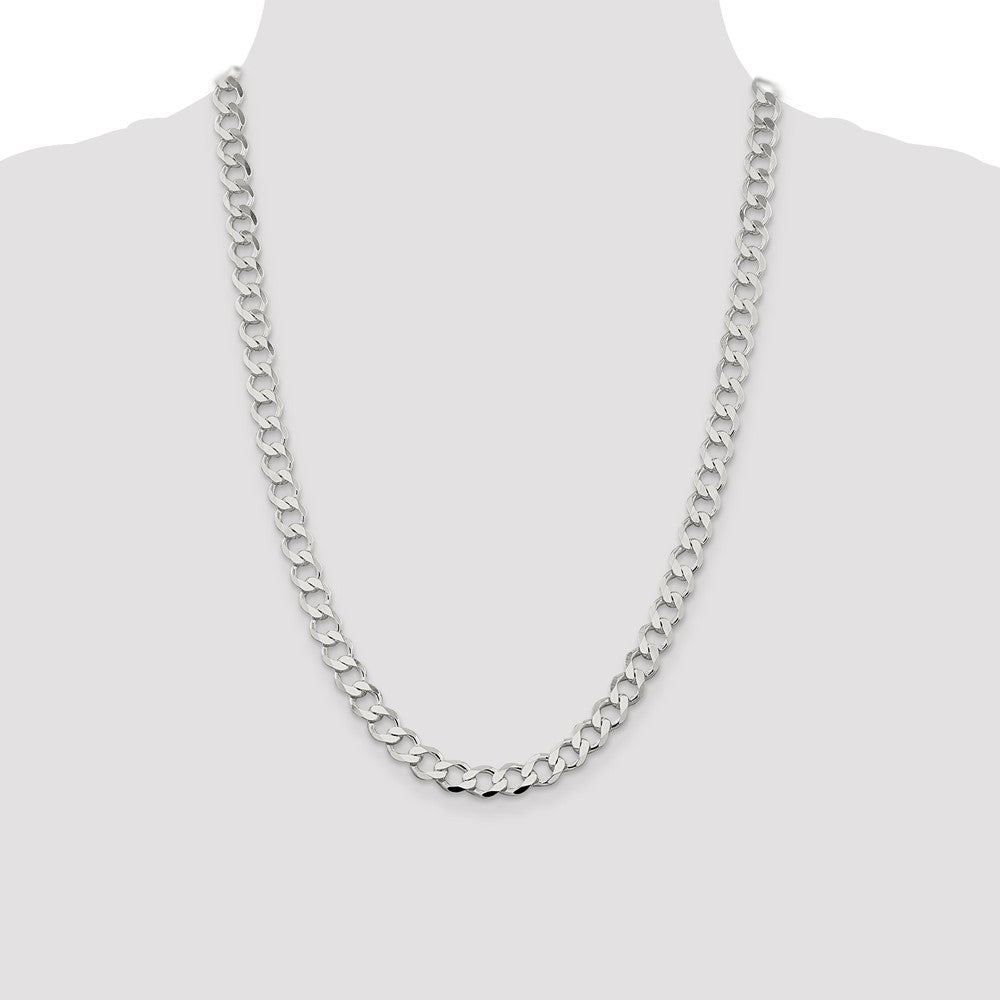Buy Stylish 8.1mm Sterling Silver Semi-Solid Flat Curb Link Chain