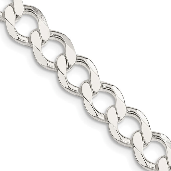Sterling Silver 8.1mm Semi-Solid Curb Link Chain