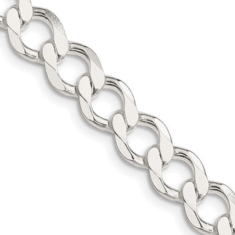High-Quality Sterling Silver 8.1mm Semi-Solid Curb Link Chain - Stylish Value