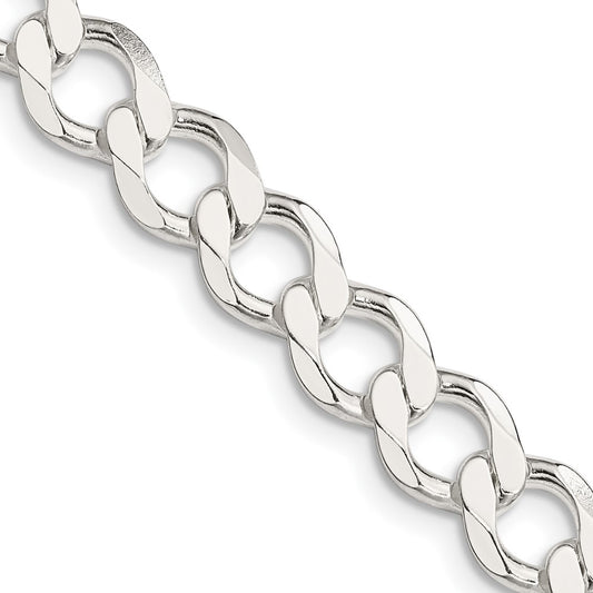 Buy Luxury 8.1mm Sterling Silver Semi-Solid Flat Curb Link Chain
