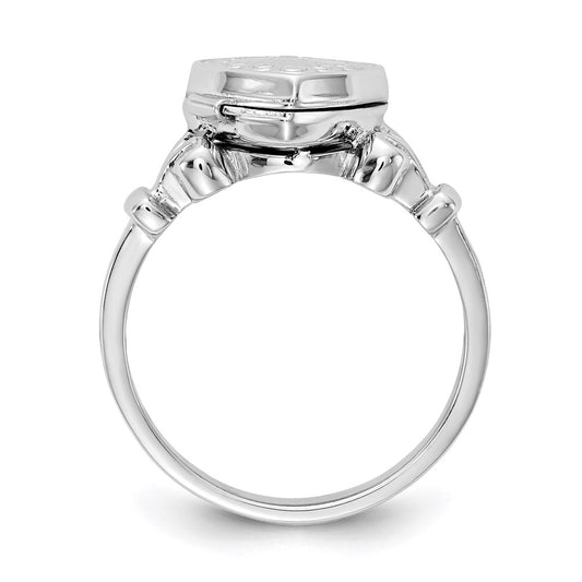 Exclusive Rhodium-Plated Sterling Silver 10mm Heart Locket Ring - Stylish Value