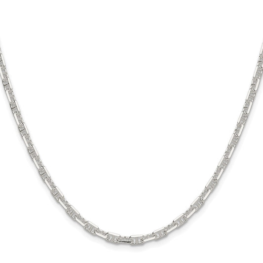 Designer Polished Sterling Silver 3.75mm Diamond-Cut Mariner Link Chain - Luxury Value