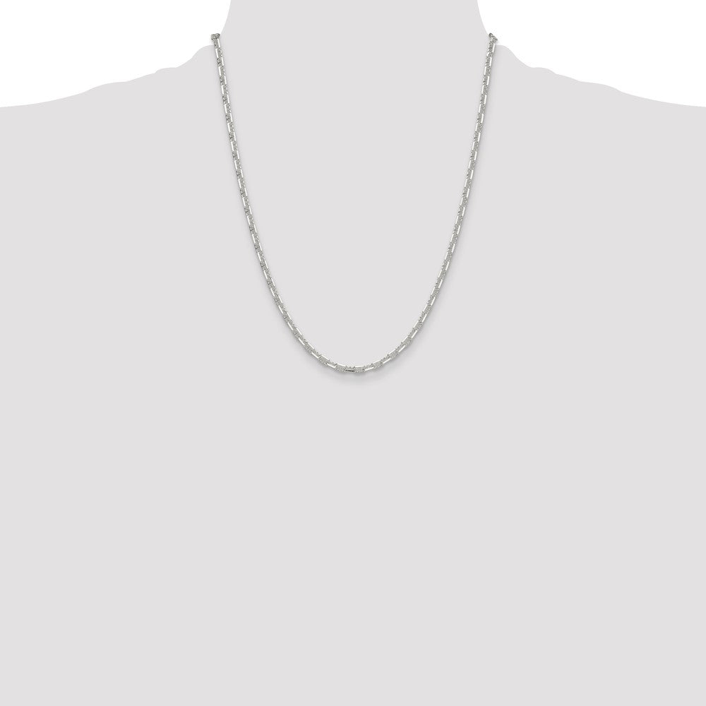 Exclusive Polished Sterling Silver 3.75mm Diamond-Cut Mariner Link Chain