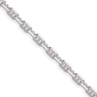 Exclusive Polished Sterling Silver 3.75mm Diamond-Cut Mariner Link Chain