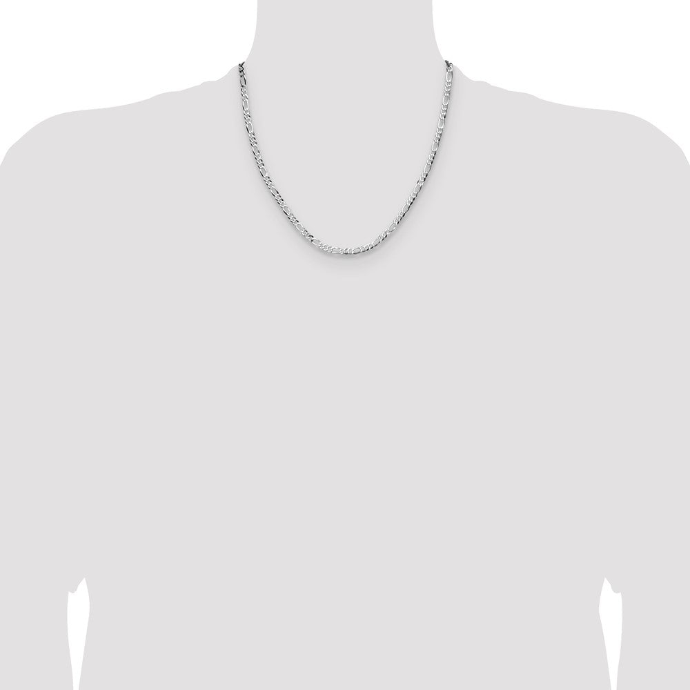 Buy Stylish 4.0mm Flat Figaro Chain in Sterling Silver - Lightweight & Affordable